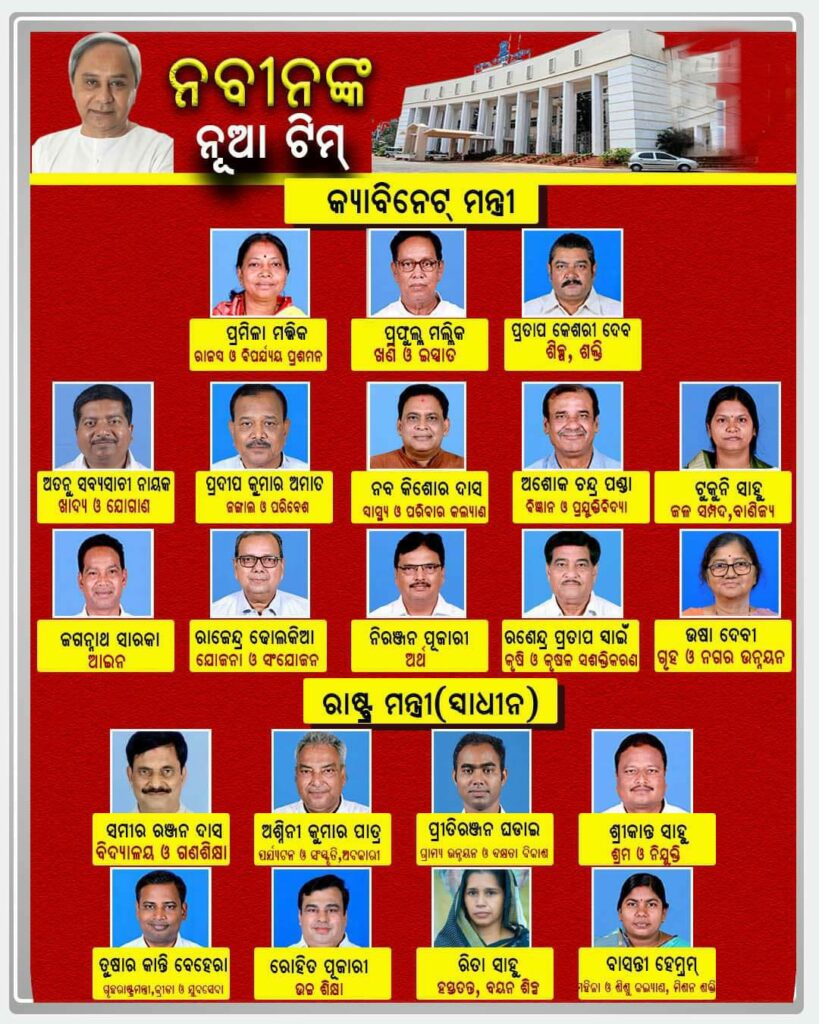 New Councils of Minister of Odisha