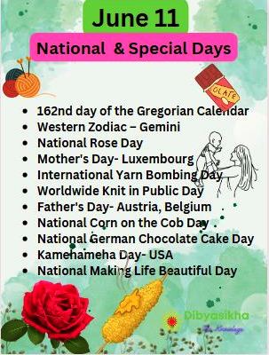June 11 National Days, Special Days and Holidays Celebration
