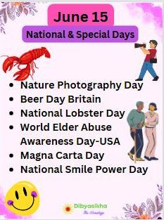 June 15 National Days, Special Days, Holidays Celebration
