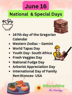 june 16 national days and Special days celebration