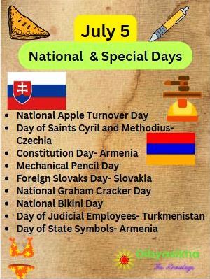 july 5 -National days, special days and holidays celebration